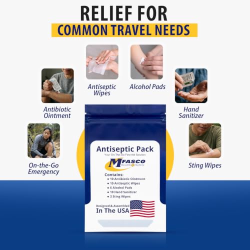 MFASCO Antiseptic Wound Care Travel Pack | 39 Piece First Aid Kit Refill