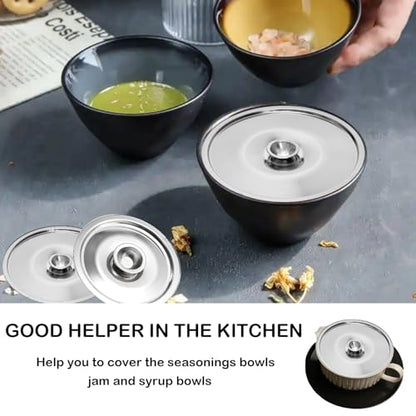 4 Inch Stainless Steel Bowl Cover, Small Pot Lid, Universal Pan Lid, 2Pcs | Mug Lids, Tea Cup Lid, Milk Cookware Lid Replacement Accessories, 10cm - size: 10CM