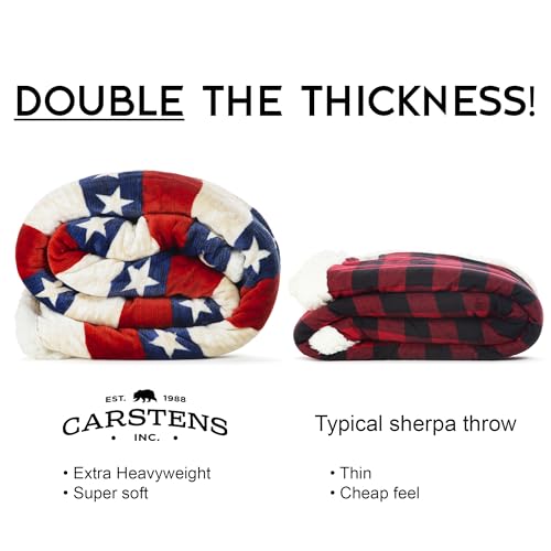 Carstens, Inc. Ultra Premium Super Soft Plush Sherpa Fleece Oversized Throw Blanket 54" x 68", Americana - color: Americana