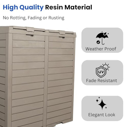 BTEXPERT 62 Gallon Outdoor Garbage Trash Can, Waterproof Resin Double Lid Drip Tray, Outside Trash Bin for Hideaway Patio Waste, Kitchen, Backyard, Deck, Pool Gray - size: 1 Pack