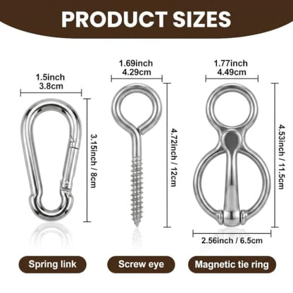 Horse Tie Ring Kit, Horse Training Cross Ties with Eye Bolt Tack, Snap Hook