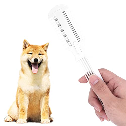 2 in 1 Pet Hair Cutting Combs Razor Comb Thinning with 5 Blades | Hair Cutter Comb for Removing Tangles, Knots and Loose Hair
