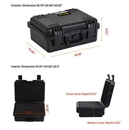 MEIJIA Premium Waterproof Hard Camera Case,Hard Case with customizable fit foam,Full Protection with Light&Convenient Design,Elegant Black (16.19"x12.69"x6.62") - size: 16.19"x12.69"x6.62"
