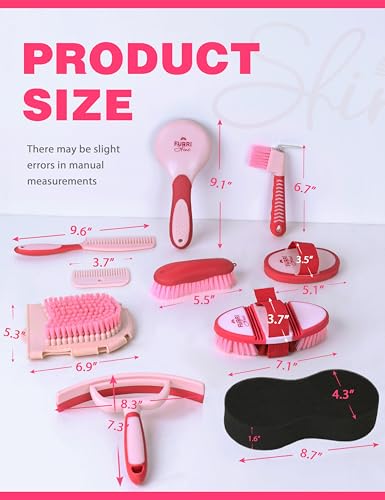 11-Piece Horse Grooming Kit with Waterproof Tote Pink Garnet - color: Pink Garnet