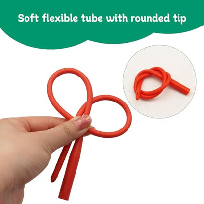 Lamb and Goat Kid Feeding Kit 2-Tube (16 FR), 1-Syringe 60ml Reusable Drench Goat Syringe for Lamb, Dog, Sheep,Piglet,Rabbit Feeding (16''L Red Tube)