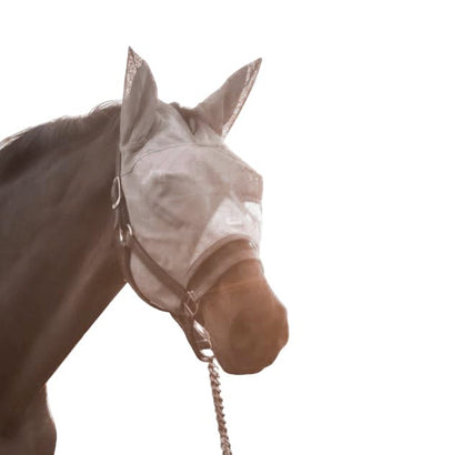 Plus Size Horse Fly Mask with Ears, Built-in Visor, UV Protection