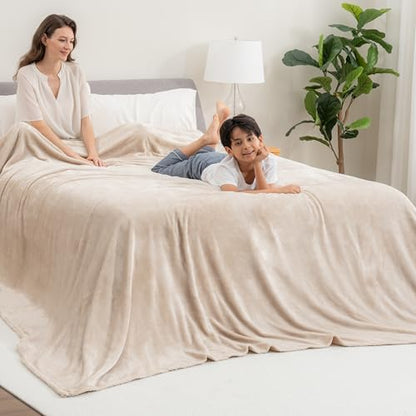 Berkshire VelvetLoft Oversized King Family Blanket, All Season Mid-Weight Ultra Silky and Fuzzy, Seamless Extra Large (Grain, 120x120 Inches) - color: Grain, size: Oversized King
