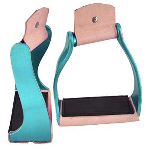 Showman Color Coated Lightweight Twisted Angled Aluminum Stirrups - color: Teal