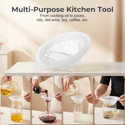 2 Pcs Mesh Filter, 200 Fine Mesh Strainer 5 Inch Filter Funnel Food Filters Strainer for Cooking Oil Milk Juice Wine Cheese Whey Grease Coffee