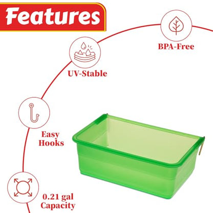 My Favorite Chicken 27oz Chicken Cage Cup – Hanging Chicken Waterer & Feeder for Chick, Duck, Quail, Parakeet – Versatile Poultry Feeder & Bird Cage Water Cups, Green - color: Green