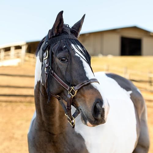 Horze Simple Lightweight Insect and Fly Veil for Sensitive Horses - No Halter Needed Black S - size: Small