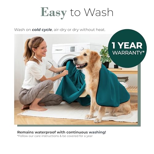 Waterproof Blanket for Bed & Couch Protection, Blue/Beige, 50"x60" - color: Navy Teal / Butter Pecan, size: 50x60 inch