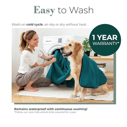 Waterproof Blanket for Bed & Couch Protection, Blue/Beige, 50"x60" - color: Navy Teal / Butter Pecan, size: 50x60 inch