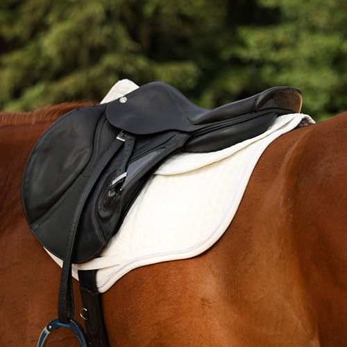 Harrison Howard Half Pad Pressure Relief Injury Prevention for Horses, Contoured Fit, Breathable Horse Riding Saddle Pad - color: white