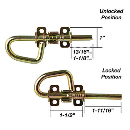 Loop Style Spring Locking Barrel Bolts Door Latch Hardware for Sheds, Gates, Barn Doors, Wooden Window, Chicken Coops - 1 Pair Includes 8 Screws - color: Gold