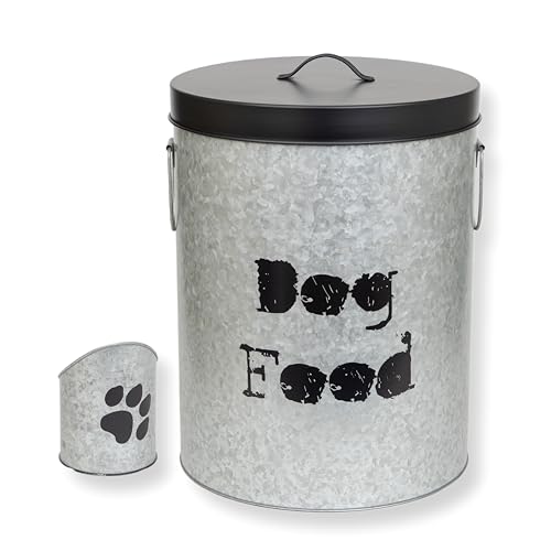 Large Dog 60lb Pet Food Storage Canister or Dog Bin with Scoop – Durable & Airtight for Freshnesss, Minimalist Design & Recyclable, Huge Large Metal Container - size: Large Dog 60lb