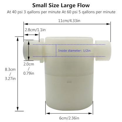 Water Float Valve, Water Level Control Water Tank Traditional Float Valve Upgrade 2 PCS (1/2", side inlet) - color: side inlet, size: 1/2" to 1/2"