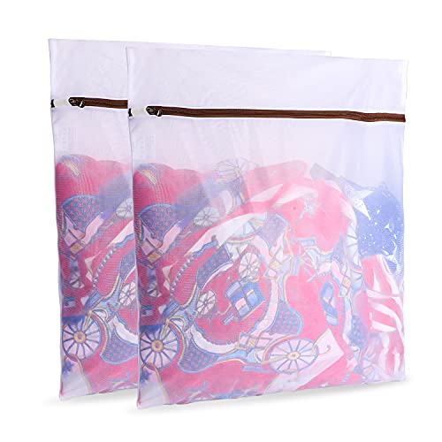 GOGOODA 2 Pack Extra Large Mesh Laundry Bags 24 x 31 in Fine Mesh Wash Bags - color: Fine Mesh White, size: 2 XXXL Large
