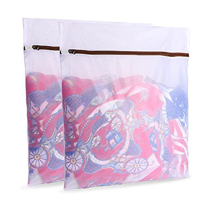 GOGOODA 2 Pack Extra Large Mesh Laundry Bags 24 x 31 in Fine Mesh Wash Bags - color: Fine Mesh White, size: 2 XXXL Large