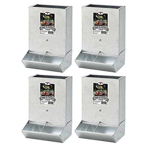Little Giant BPF2 Heavy Duty Mountable or Freestanding 2 Hole Baby Piglet Livestock Multipurpose Trough Feeder, 7 Pound Capacity (4 Pack)