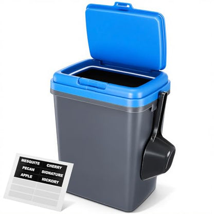 Kathfly 16 lb Wood Pellets Container with Locking Lid, Scoop and Stickers