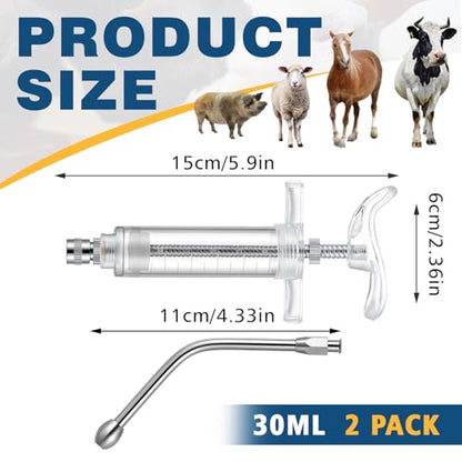 Threlaco 30ml 2 Pcs Drench Gun for Goats, Sheep & Cattle, Clear - color: Clear, size: 30ml