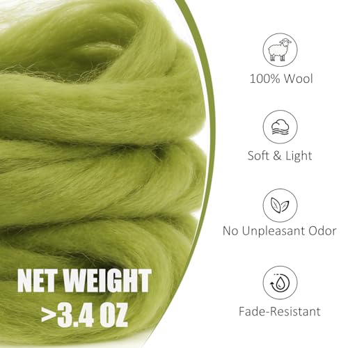 3.4oz Needle Felting Wool Calla Green for DIY Needle Craft Enthusiasts - color: Calla Green
