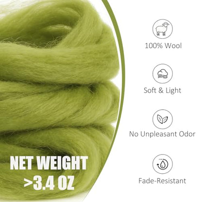 3.4oz Needle Felting Wool Calla Green for DIY Needle Craft Enthusiasts - color: Calla Green