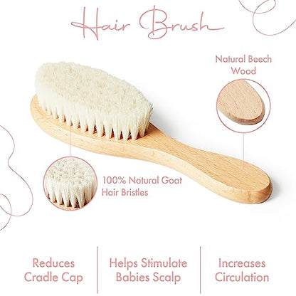 MYZI Baby Hair Brush Set – Soft Baby Brush Set for Newborns, Baby Comb and Brush Set Girl and Boy, Toddler Hair Brush and Toddler Comb - Baby Gift Set - color: Pink