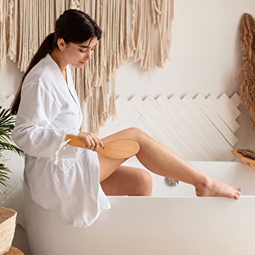 Gerrii 2 Pcs Dry Brushing Body Brush,Contoured Wooden Handle,Back Legs Feet