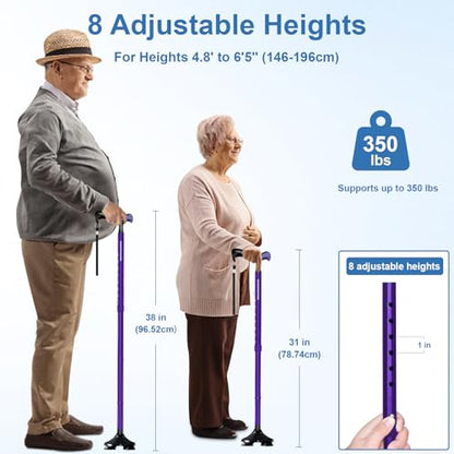 KingPavonini Walking Cane for Men Women Stability, Self Standing - color: Purple