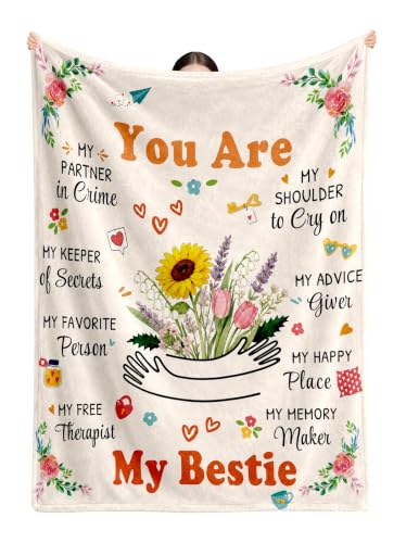 for Women, Friendship Birthday Gifts Bestie Blanket | Gifts for Friends Sister Female Bff,Soul Sister Gifts for Women, Cozy Soft Flannel Throw Blanket Graduation Gifts 50*60 - color: Bestite