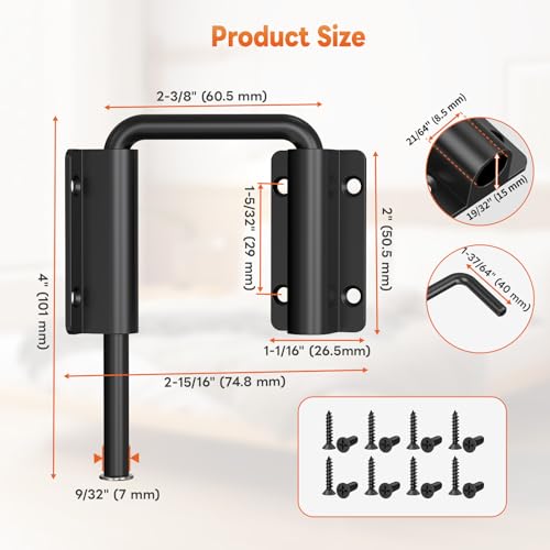 Upgraded Sliding Door Loop Lock, Gate Latches, Black-2PCS - color: Black-2PCS