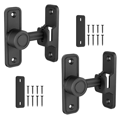 Barn Door Lock 2.4" 90/180 Flip Gate Latch, Black 1-Pack - color: Black-2 Pcs
