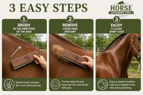 I.N 8-Inch Desheding Brush for Dog & Horses Remove loose Hair & Undercoat Deshedding Tools for Large Dogs, Horses, Ponies,& Cows Pet Grooming Brush - size: 8 Inch