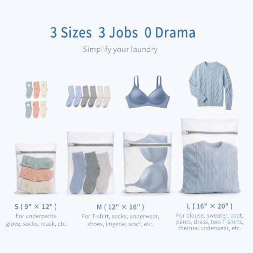 Muchfun 4Pcs Durable Fine Mesh Laundry Bags for Delicates | (1Large, 2Medium, 1Small) - size: 1Large, 2Medium, 1Small