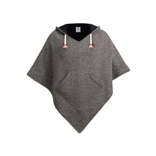 virblatt - Poncho Men & Women | Wool & Fleece | Unisex Hooded Winter Poncho - color: Grey, size: Large-X-Large