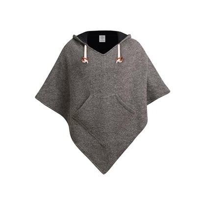 virblatt - Poncho Men & Women | Wool & Fleece | Unisex Hooded Winter Poncho - color: Grey, size: XX-Large