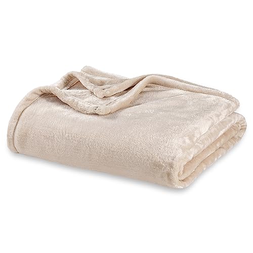 Berkshire Blanket Classic VelvetLoft® Solid Throw Blanket, Lightweight Soft Fuzzy Plush Throw Blanket for Bed and Couch, Grain, 50x60 Inches - color: Grain, size: Throw/Throw XL