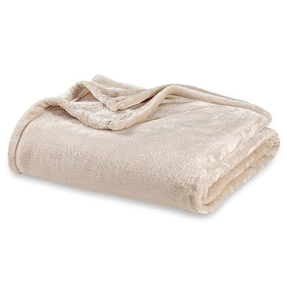 Berkshire Blanket Classic VelvetLoft® Solid Throw Blanket, Lightweight Soft Fuzzy Plush Throw Blanket for Bed and Couch, Grain, 50x60 Inches - color: Grain, size: Throw/Throw XL
