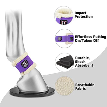 Harrison Howard Essential Premium Horse Pastern Wraps with Berber Fleece Lining Sold in Pairs Purple - color: Purple