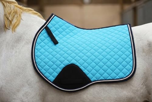 Horse Equine Contoured English Quilted Cotton All Purpose Saddle Pad 72TS37 - color: Turquoise