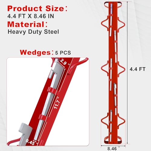 Woven Wire Fence Stretcher Bar 4ft with 5 Wedge,Field Fence Stretcher | Heavy Duty Steel Fence Stretcher Tool, Chain Link Fabric Fence Stretcher for Outdoor, Private Farms, Yards - size: 4FT