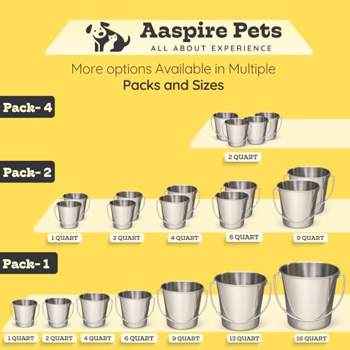 6Qt Stainless Steel Hanging Water Bucket for Dog Kennel 2-Pack - size: 6 Quart (Pack of 2)