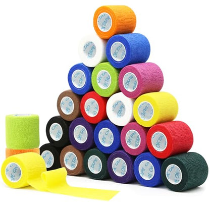 OK TAPE Self Adherent Cohesive Bandages Wrap 24Packs 2" x 5 Yards - color: Mix, size: 2 In x 5 Yards