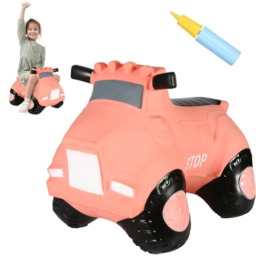 INPANY Kids Bouncy Car Hopper Toys, Toddlers Ride on Car, Gifts Toy for Kid | Eco-Friendly PVC, Low Center Gravity, Cute Cartoon Design, Load 100 Lbs, Learn & Exercise & Active Fun, Gifts for 1-3 Kids - color: Pink Car