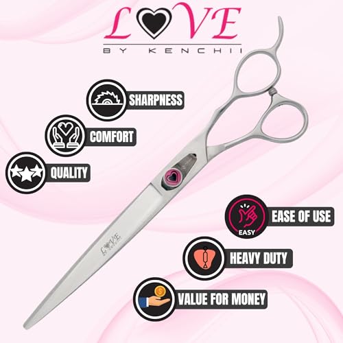 Kenchii Love Dog Grooming Shears, 8in Straight - size: 8.0" Straight