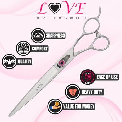 Kenchii Love Dog Grooming Shears, 8in Straight - size: 8.0" Straight