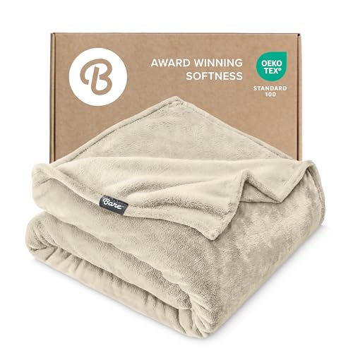 Bare Home Fleece Blanket Luxury Microplush (Full/Queen, Oyster) - color: 20 - Oyster, size: Full/Queen