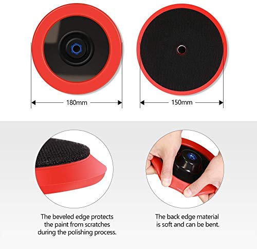 Wool Polishing Pads, SPTA 8"(200mm) 100% Natural Wool Buffing Pad with Hook & Loop Backing 4pcs Set Come with 5/8-11 Thread Backing Plate for Car Polishing, Buffing and Cutting - size: 8inch (200mm)